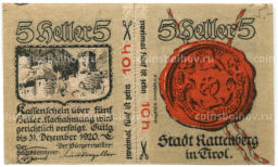10 (5x2) геллеров 1920 года Австрия Раттенберг (нотгельд)