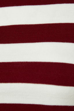 Bordo Crop Basic Cizgili Triko Kazak TWOAW23KZ00034 - Trendyolmilla фото 8