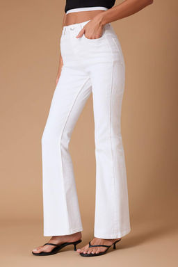 Beyaz Yuksek Bel Orta Esnek Flare Ispanyol Paca Jeans TWOSS26JE00200 - Trendyolmilla фото 3