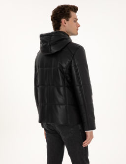 Siyah Kap__onlu Suni Deri Ceket - Pierre cardin фото 5
