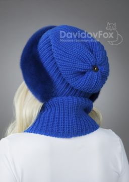 Комплект Ника норка трикотаж индиго манишка