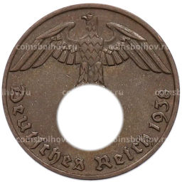Монета 1 рейхспфенниг 1938 года E Германия