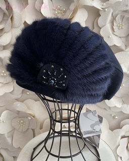 Вера замша мех.норка Берет женский флис (56-58)