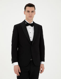 Смокинг Siyah Ex Slim Fit с жилетом черный