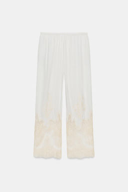 PANTAL?N PIJAMERO ENCAJE ZW COLLECTION / Blanco roto - Zara фото 8