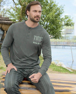 KM1815 Пижама: брюки и лонгслив ХАКИ KM1815 Пижама: брюки и лонгслив ХАКИ