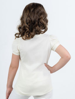 Футболка д/д Фреда с принтом(кошка), цвет Экрю, Кулирка 100% х/б - 5+ фото 2