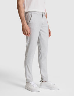 A__k Gri Slim Fit Beli Latikli Kanvas Pantolon