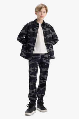 Jogger Fit Kamuflaj Desenli Gabardin Pantolon Erkek _ocuk
