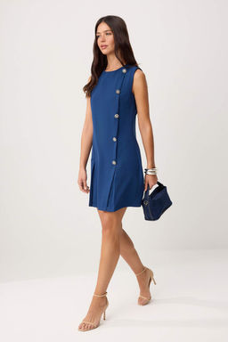 TRENDYOLMILLA Siyah Duz Kesim Dugme Detayl? Mini Dokuma Elbise TWOSS24EL00704  фото 16