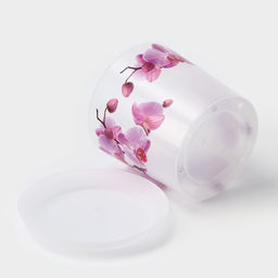 Горшок для орхидей с поддоном Деко, 2.4 л, пластиковый, прозрачный