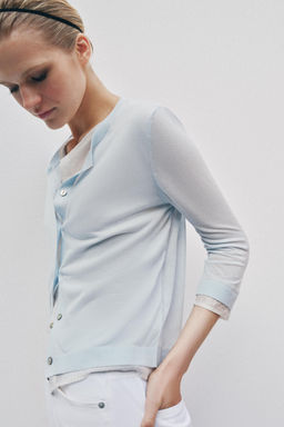 CHAQUETA COMBINADA PUNTO / Azul / Blanco - Zara фото 2