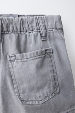 FALDA BERMUDA DENIM BRILLOS / Gris