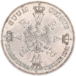 1 талер 1861 года A Пруссия Коронация Вильгельма I и Августы