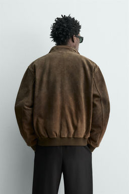 REGULAR FIT LEATHER SUEDE JACKET - Zara фото 11