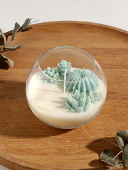 Ароматическая свеча в подсвечнике «Суккуленты», 1 фитиль, белый чай, 11×11×10 см