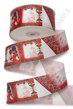 Лента репсовая 4 см*25 ярд с рисунком "Мультик" SF-7480, №3