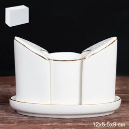 Набор для специй 4 предмета белый А / FY203004 /уп 48/ Золотая отводка Костяной