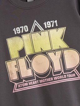 Bisiklet Yaka Pink Floyd Bask?l? K?z ?ocuk Sweatshirt