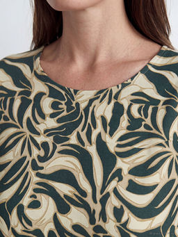 Bisiklet Yaka Desenli A Kesim Elbise