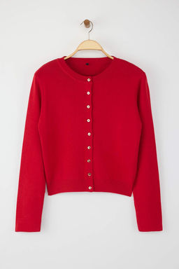 Wardrobe Essentials K?rm?z? Dugme Detayl? Pamuklu Basic Triko H?rka | TWOAW26HI00001