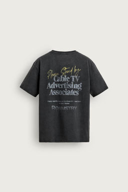 CAMISETA LAVADA TEXTOS CONTRASTE / Gris claro