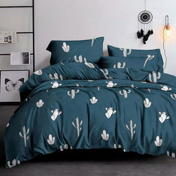 Постельное белье, комплект 1,5 спальный "Я кактус" 4 предмета: пододеяльник 145х215см, простыня 150х220см, 2 наволочки 70х70см с клапаном-запахом, полисатин "Премиум SP" 85г/м2, упаковка "классическая" ПВХ 32х41см, "Домашняя мода" (Россия)