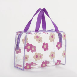 Цена за 2 шт. Косметичка - сумка на молнии для бассейна Цветочки, с ручками, прозрачная