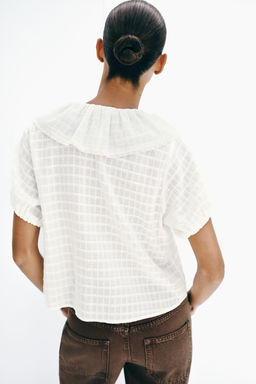 BLUSA VOLANTES LAZOS / Blanco roto - Zara фото 5