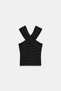 TOP CRUZADO BOUCL? / Negro / Blanco - Zara фото 6