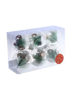 Ёлочные игрушки Льдинка - шишки, шары новогодние, d=8 см, набор 6 шт., прозрачный - Зимнее волшебство фото 9