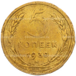 Монета 5 копеек 1930 года