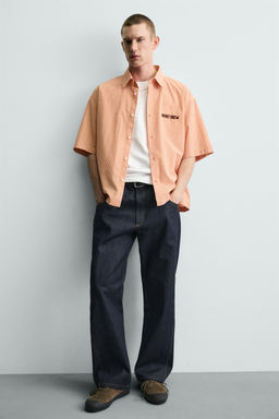 CAMISA CUADROS BORDADO COMBINADO / blanco-naranja - Zara фото 5