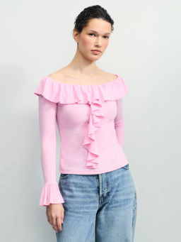 Приталенный лонгслив с рюшами / Zarina фото 4