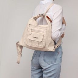 Сумка женская искусственная кожа Guecca-1663 (рюкзак change), 2отд, св, бежевый SALE 236027 - Adelia фото 5