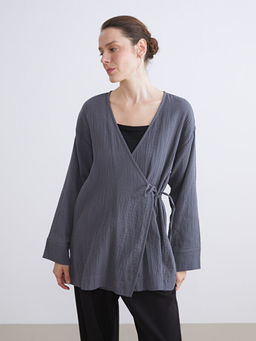 Kruvaze Yaka Dokulu Kad?n Kimono