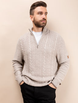 VILATTE / Свитер фактурной крупной вязки с металлической молнией