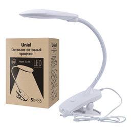 TLD-546 White/LED/350Lm/4500K Светильник настольный прищепка, 5W. Механический выключатель. Белый. ТМ Uniel