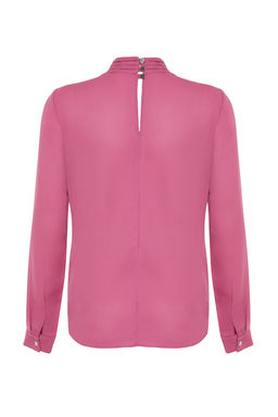 Mor Dik Yaka Uzun Kollu Dokuma Bluz TWOAW20BZ0461 - Trendyolmilla фото 8