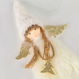 Цена за 9 шт. Ёлочное украшение кукла Фея, белая - Milo toys фото 3