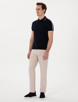 Lacivert Slim Fit D__meli Polo Yaka Triko Ti__rt