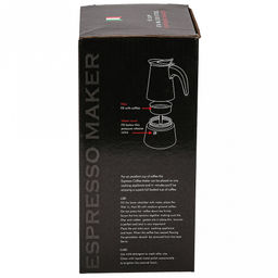 Кофеварка из нержавеющей стали, гейзерная, на 6 чашек, 370мл д9,5см h19,5см, бакелитовая ручка, подарочная коробка (Китай)