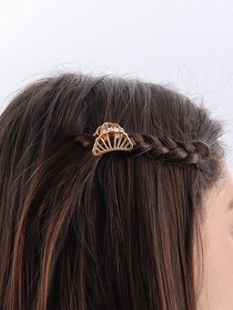 Цена за 6 шт. Крабик для волос «Маргарита», дуга полоски, 2.5 см, золото