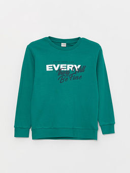 Bisiklet Yaka Bask?l? Uzun Kollu Erkek ?ocuk Ti??rt