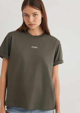 Mavi Logo Bask?l? Yesil Tisort