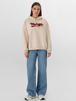 Теплое худи женское бежевое с начесом - Mark formelle фото 4