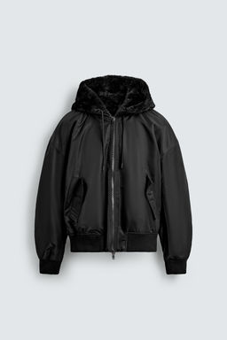 REVERSIBLE FAUX FUR BOMBER JACKET - Zara фото 7