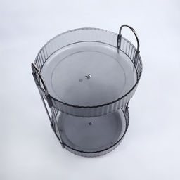 Органайзер для хранения, 2 секции, вращающийся, d=23×33.5 см, серый