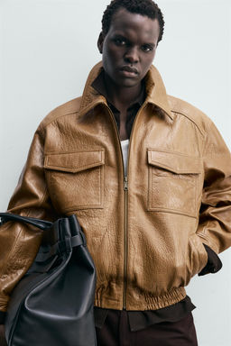 LEATHER JACKET WITH POCKETS - Zara фото 5