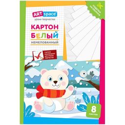 Цена за 2 шт. Картон белый ArtSpace А4 8л. "Мишка" немелованный (Нкн8б_28642)